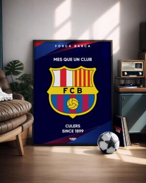 FC Barcelona Logo - Illustrated Poster & Frame