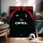 AC Milan Retro - Illustrated Football Kit Poster & Frame