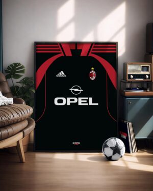 AC Milan Retro - Illustrated Football Kit Poster & Frame
