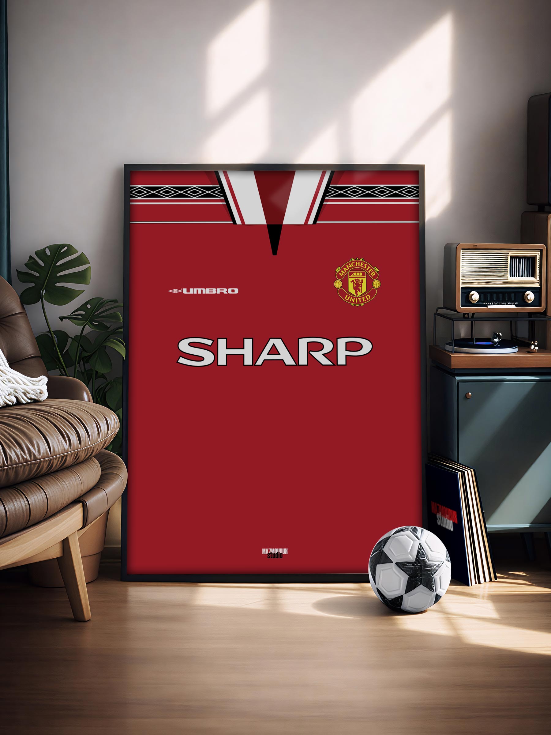 Manchester United Retro Kit - Illustrated Poster & Frame