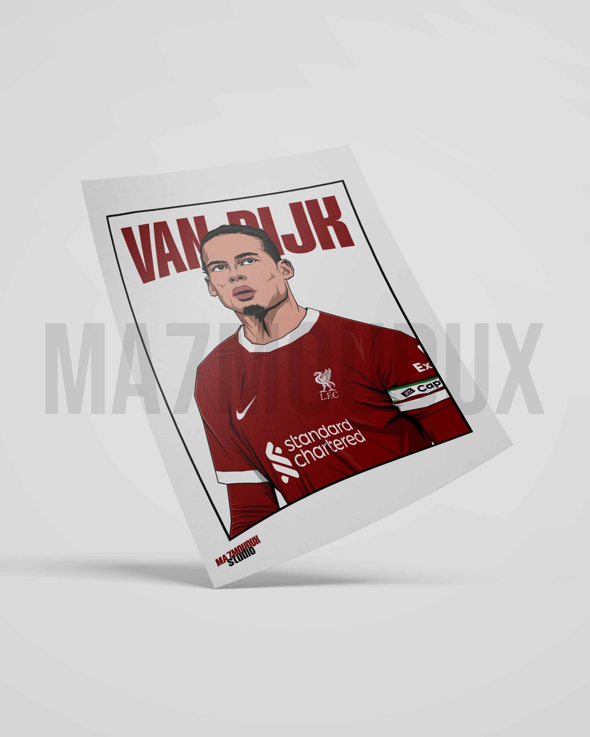 Virgil Van Dijk – Illustrated Football Poster & Frame - Image 3