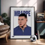 Kylian Mbappé – Illustrated Football Poster & Frame