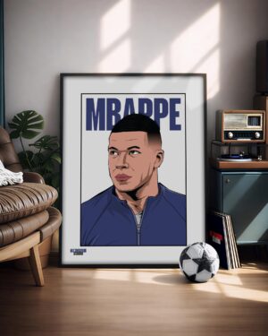 Kylian Mbappé – Illustrated Football Poster & Frame