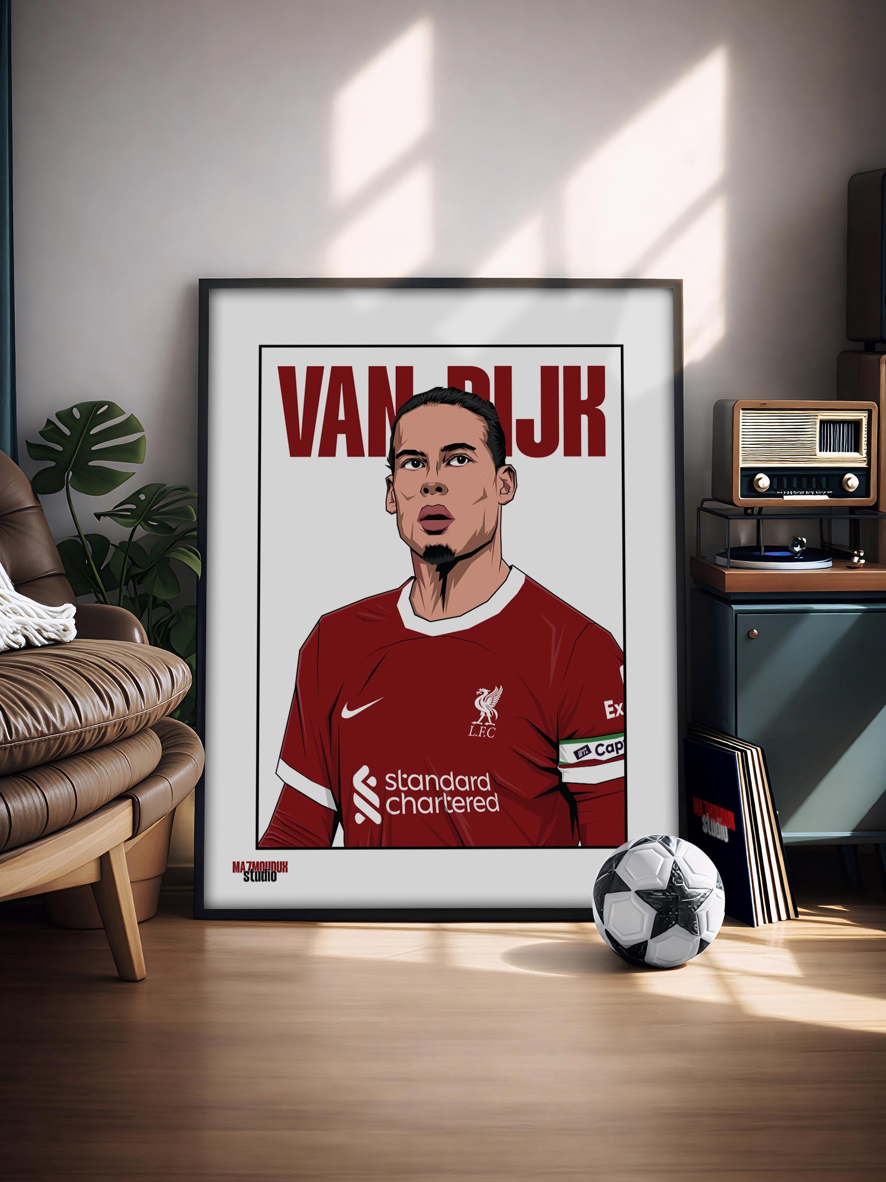 Virgil Van Dijk – Illustrated Football Poster & Frame